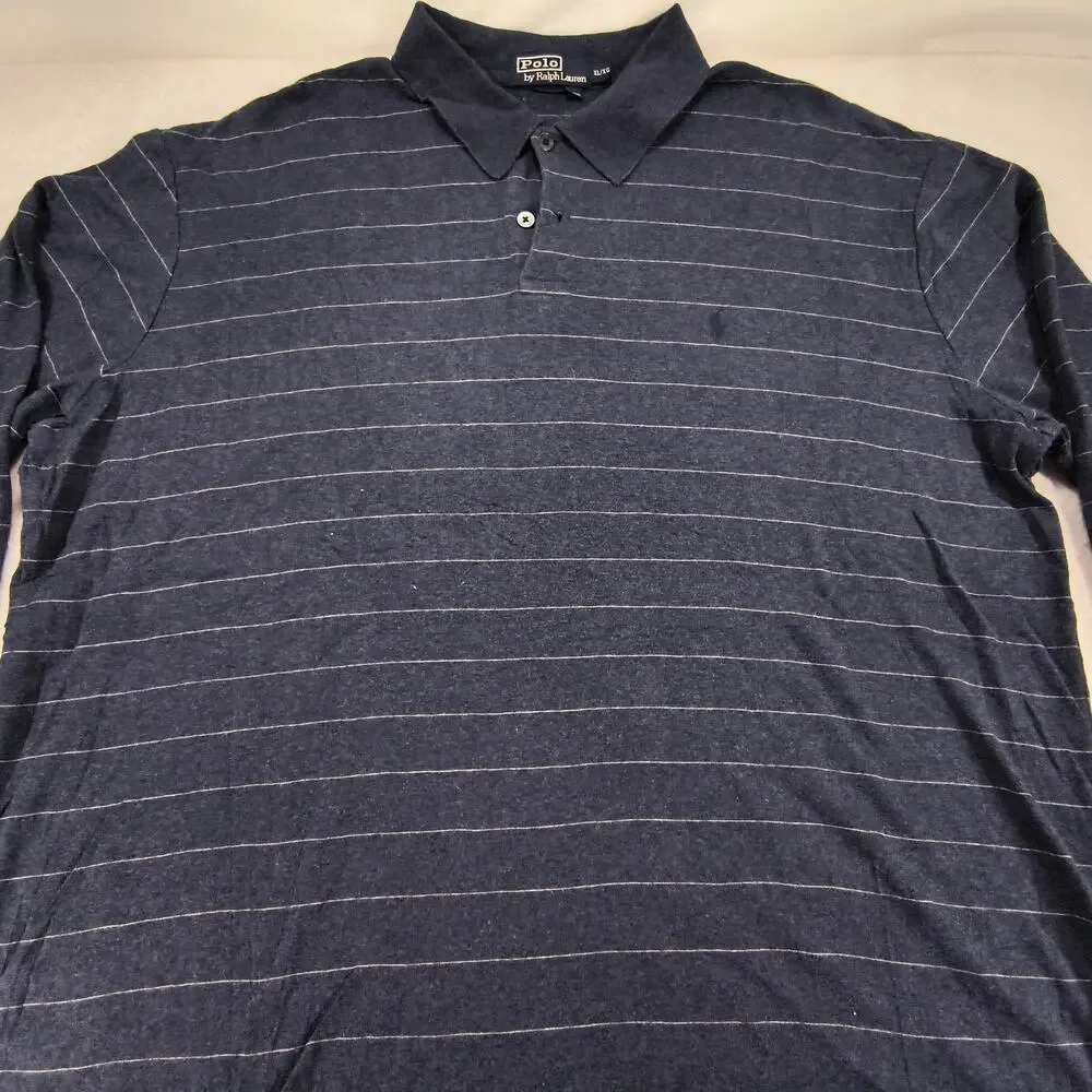Polo by Ralph Lauren Collared Casual Long Sleeve Polo Shirt Mens Size XL Navy